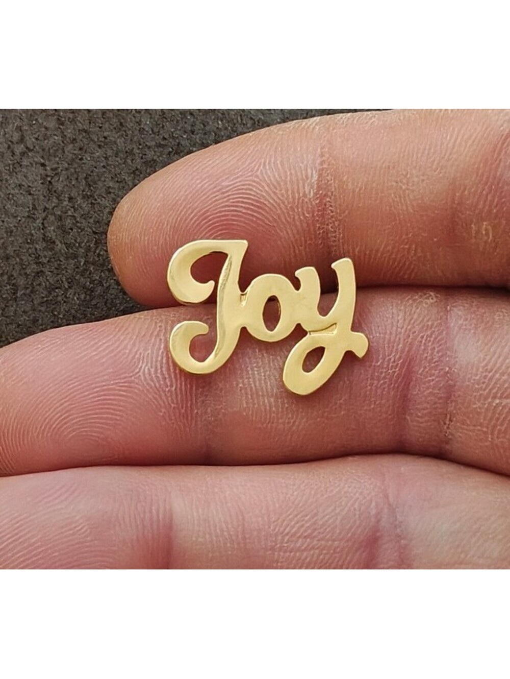 1980s Gold Tone Cursive "Joy" Script Pin - Picture 8 of 8